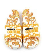 VERSACE -MENS IMPORTED SLIPPERS WITH ATTRACTIVE GOLD PRINTING TEXURE - WHITE