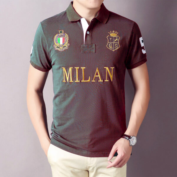 POLO | T SHIRT | EMBRAIDED MILAN & LOGOS | COTTON PK | USE FOR PARTY WEAR | GREY