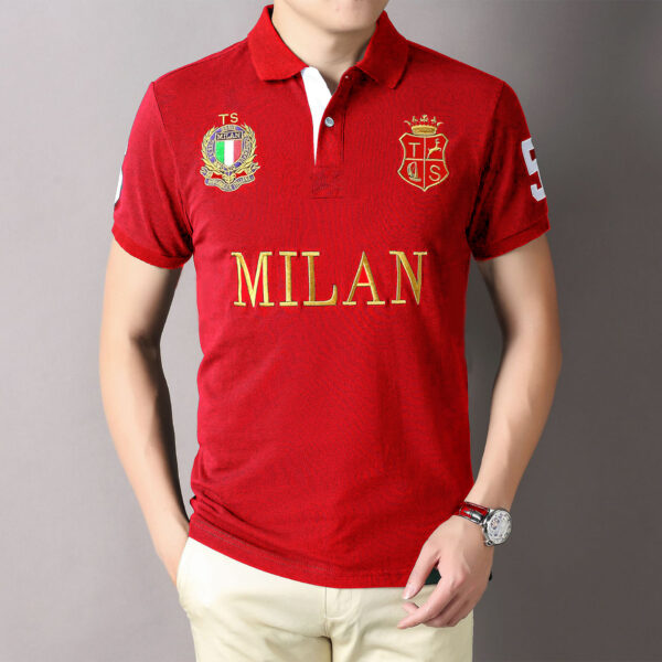 POLO | T SHIRT | EMBRAIDED MILAN & LOGOS | COTTON PK | USE FOR PARTY WEAR | RED