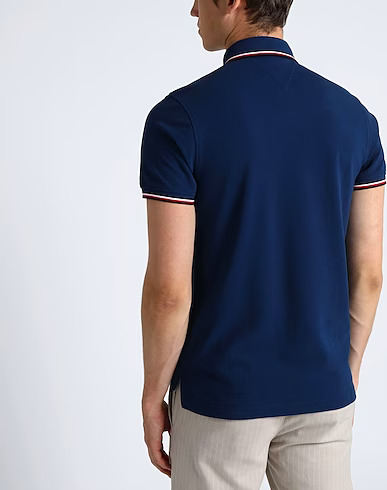 TOMMY HILFIGER | MEN'S POLO T-SHIRT | LOGO ON CHEST | NAVY BLUE