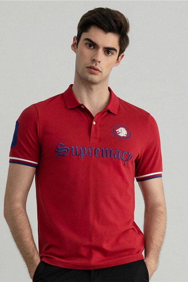 GIORDANO | SUPREMACY POLO T SHIRT | EMBRAIDED LOGOS ON FRONT | 100% IMPORTED | VERY FINE COTTON PK | MAROON