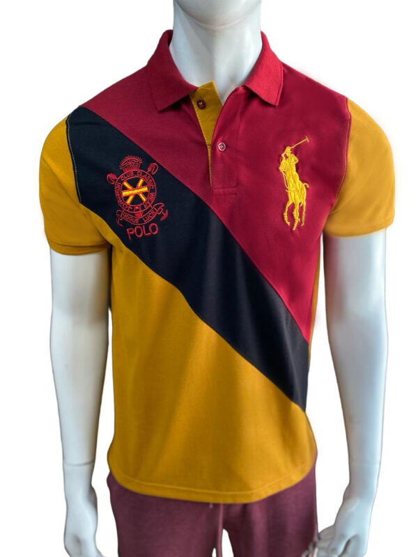 RALPH LAUREN | 100% IMPORTED POLO | CROSS PANEL STYLE | COTTON PK | EMBRAIDED BADGES ON FRONT & SHOULDER
