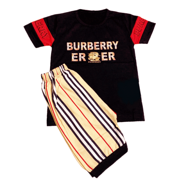 BURBERRY | IMPORTED QUALITY | SOFT COTTON LYCRA JERCEY | T SHIRT & SHORT | PAIR | 1 TO 5 YEARS | BLACK