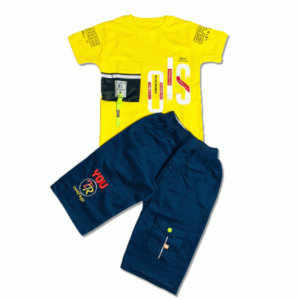 HIGH DENSITY LEAVES | IMPORTED QUALITY | SOFT COTTON | T SHIRT & SHORT | PAIR | 1 TO 5 YEARS | YELLOW