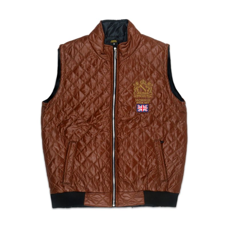 MORRIS | HALF SELEEVES PUFFER JACKET | 100% IMPORTED QUALITY | EMBRAIDED BADGE | BROWN - Image 1