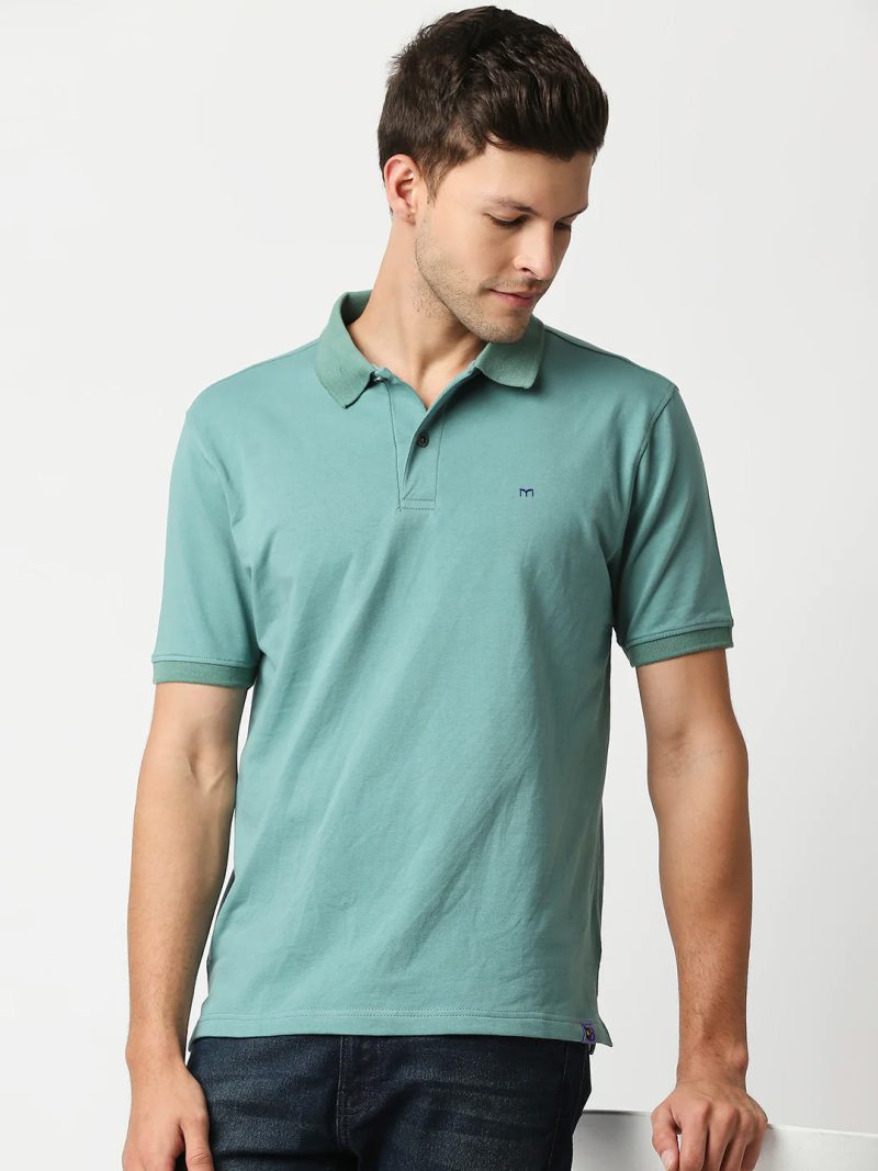 MILANO | 100% AUTHENTIC POLO T SHIRT | SOFT COTTON PK | SMALL EMBRAIDED LOGO ON FRONT | LIGHT GREEN - Image 2
