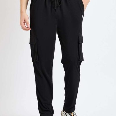 regular fit cargo trouser , dry fit , imported quality , black