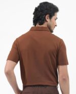 Zara | zip collar polo T-shit | cotton rib stuff | very light texture & soft | unique look | chocolate brown