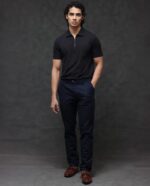 Zara | zip collar polo T-shit | cotton rib stuff | very light texture & soft | unique look | black