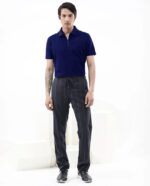 Zara | zip collar polo T-shit | cotton rib stuff | very light texture & soft | unique look | blue