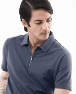 Zara | zip collar polo T-shit | cotton rib stuff | very light texture & soft | unique look | grey