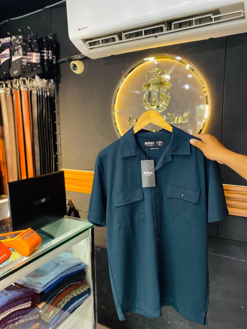 Buy imported coat collar shirt | double pocket | Dark Green