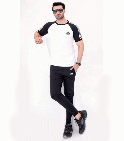 ADDIDAS | 100% IMPORTED | TRACK SUIT | PREMIUM DRY FIT | FOR SUMMER | BLACK