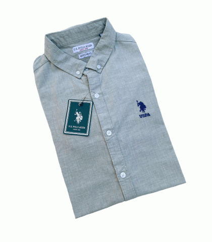 US POLO ASSN | MENS CASUAL SHIRT | FULL Sleeves | 100% IMPORTED FABRIC | 100% SHAMBRY COTTON | GREY