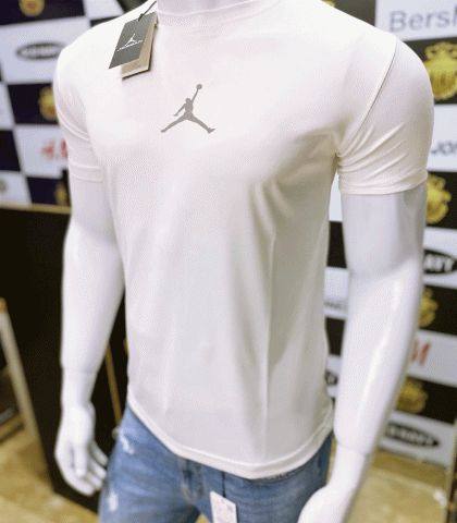 Michael Jordan | DRY FIT PREMIUM QUALITY | MEN'S T SHIRT | 100% IMPORTED | REFLECTIVE LOGO | WHITE